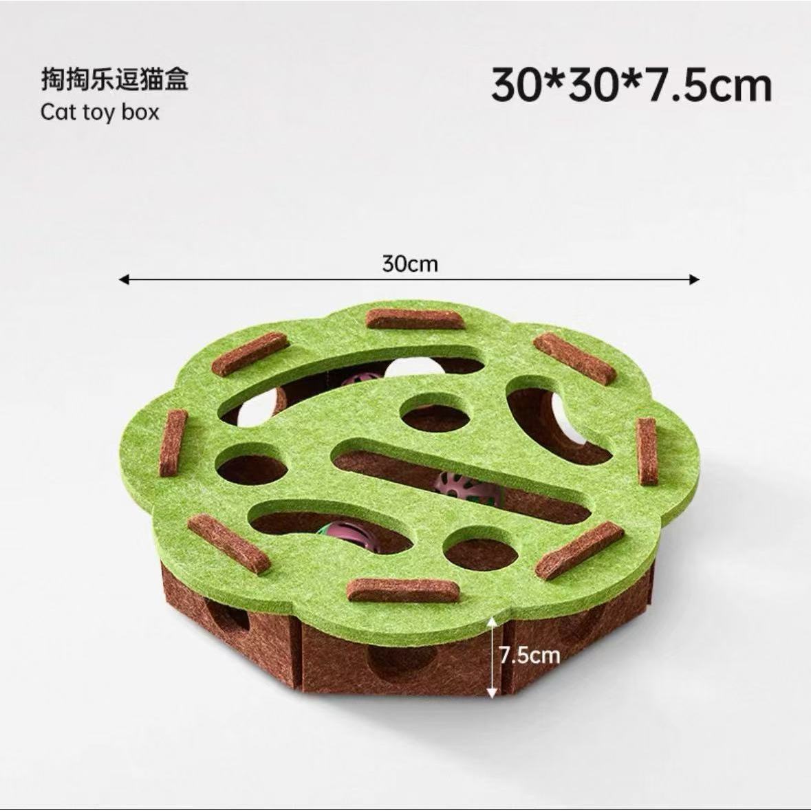 【Encaje Verde Marrón】Laberinto Educativo para Gatos con Juego de Recuperación de Pelota