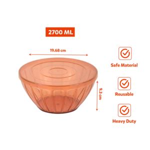 Container 2700ML with Lid Durable Easy Clean Food Grade PP Eco-Friendly <b>Stackable</b> Kitchen Salad Bowl Reusable Fresh Keeping - Product Image 3