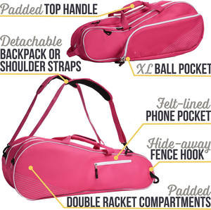 Free sample <b>Large</b> Tennis Racket Bag <b>Backpack</b> for <b>Women</b> and Men to Hold Tennis Racket,Badminton Racquet, Squash Racquet - Product Image 3