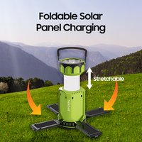 Meja Lipat Portabel Outdoor Multifungsi dengan Lampu Camping LED Dimmable, Pengisian Daya USB Tenaga Surya, dan Power Bank