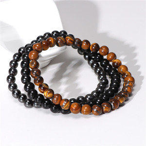 ชุดสร้อยข้อมือลูกปัดหินลาวาธรรมชาติแบบยืดได้ขนาด6มม. Y2K - Product Image 3