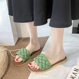 Sandali Estivi Intrecciati di Design Economici per Donne, <span class=keywords><strong>Ciabatte</strong></span> Piatte con Punta Aperta Quadrata, Pantofole e Sandali Intrecciati da Donna - Product Image 6
