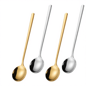 Cuillère à café jetable moderne en acier inoxydable 304 plaqué or, poli miroir, capacité de 15 ml, épaisseur de 2 mm, manche long - Product Image 4