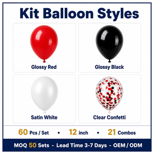 Kit de Globos de Látex Brillantes Rojos, Negros y Blancos, 60 Piezas, 12 Pulgadas, Decoraciones de Fiesta con Confeti para Cumpleaños, Graduación, <span class=keywords><strong>Stranger</strong></span> <span class=keywords><strong>Things</strong></span> - Product Image 2
