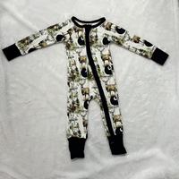 En stock : Grenouillères douces en bambou pour bébé, style occidental, zippées pour la chasse/pêche, à manches longues et double fermeture éclair, pour nouveau-né