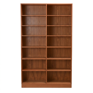 Librero de Madera de Teca Sólida de Lujo, Diseño de Doble Columna Abierta, con 14 Compartimentos, Mueble Grande para Biblioteca - Product Image 1