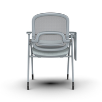 Chaise de bureau ergonomique moderne en maille avec revêtement PU, pour hôpital et école, avec accoudoirs réglables, tablette d'écriture incluse et table pliable