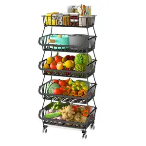 Küche Metalldraht Obstkorb Stapelbare Gemüse Aufbewahrung körbe Lagerung Organizer Rack