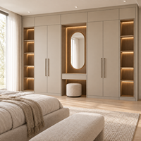Armoire sur mesure intégrée pour chambre à coucher, dressing mural moderne en bois durable, meuble de rangement, dressing walk-in, mobilier OEM pour salon