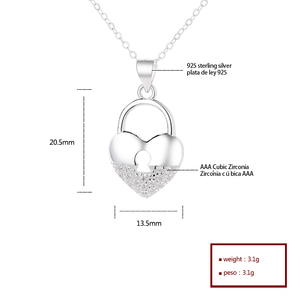 Groothandel Glanzende Parel Kooi 925 Sterling Zilver Hartvormig Sleutelgat Hanger Ketting Voor Vrouwen - Product Image 6