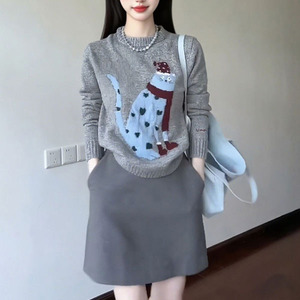 Pull pour femmes, nouvelle arrivée printemps, col rond, manches longues, coupe ajustée, imprimé <span class=keywords><strong>chat</strong></span> mignon - Product Image 3