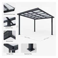 Pabellón Exterior Impermeable Personalizado, Pérgola con Estructura de Aluminio, Techo de Policarbonato, Gazebo de Jardín de Aluminio