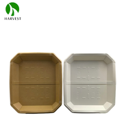 Harvest-SY SY-2.5CB Série de barquettes rectangulaires jetables en papier kraft blanc à motif grain de bois, biodégradables et compatibles micro-ondes