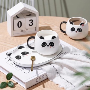 Taza de Cerámica con Diseño de Panda Kawaii, Tazas de Café con Plato para Desayuno - Product Image 4