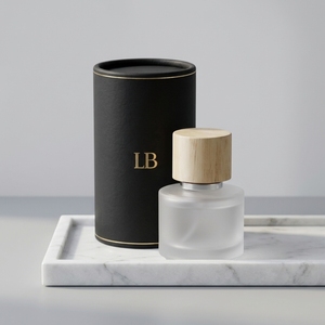 Flacons de parfum ronds en verre <span class=keywords><strong>d</strong></span>époli, flacons de parfum vides personnalisés avec bouchon en <span class=keywords><strong>bois</strong></span>, vente en gros <span class=keywords><strong>d</strong></span>'usine - Product Image 1
