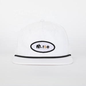 BSCI High Quality Embroidery Patch Logo 5 Panel <strong>White</strong> Polyester Sport Gorras Wholesale Custom Hat <strong>Flat</strong> Brim Rope Snapback <strong>Cap</strong> - Product Image 2