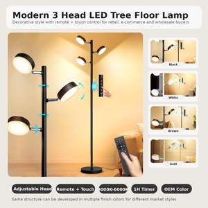 <span class=keywords><strong>Lampadaire</strong></span> LED moderne et contemporain à <span class=keywords><strong>3</strong></span> <span class=keywords><strong>têtes</strong></span>, RGB réglable, avec télécommande tactile, étanche, longue autonomie pour salon - Product Image 1
