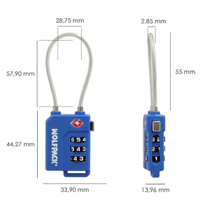 TSA 3-Digit Luggage <b>Lock</b> <b>with</b> Steel <b>Cable</b> - Product Image 2