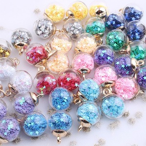 Bolas de cristal transparentes y coloridas con lentejuelas de estrella para la fabricación de pendientes, cuentas sueltas redondas - Product Image 1