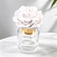 Diffuseur d'huiles essentielles de luxe 50 ml en verre, parfumé, avec fleur en céramique et porcelaine, pour la maison