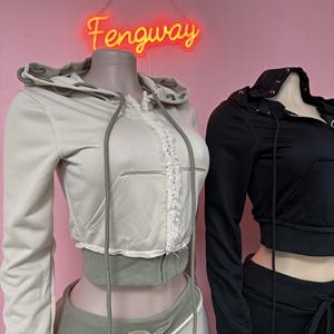 Setelan Santai 2 Potong Wanita 2025, Pakaian Olahraga Fitness, Setelan Jogger, Hoodie Warna Kontras Modis dan Celana Rajut - Product Image 5