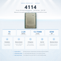 Server CPU 4114 10 Core 2.2GHz LGA3647 13.75MB SR3GK DDR4 Penyimpanan Enterprise Database Komputasi IT Tingkat Tinggi