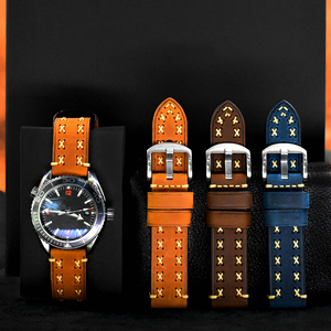 LAIHE di lusso in vera pelle cinturino 20mm 22mm 24mm 26mm metallo fibbia disegno cavallo pazzo - Product Image 1