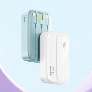 Batterie externe portable 20000mAh avec charge rapide PD22.5W, câbles intégrés, logo personnalisé et écran LED pour téléphone - Product Image 1