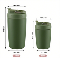 Gobelets à café isolés personnalisés étanches de 350/450ml avec couvercle à double usage, tasses en gros voyage tasse à café en acier inoxydable personnalisée