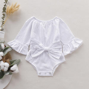 Ropa de Verano de Buena Calidad para Bebés Prematuros de 0 a 3 Años, Mono de Algodón de Manga Larga con Lazo, Cuello Redondo y Manga Acampanada - Product Image 3