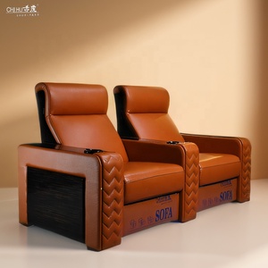 Asientos de cine en casa contemporáneos, sillón reclinable eléctrico, asientos de relajación de película, sala de cine en casa de lujo, asientos de cine con madera de piano - Product Image 1