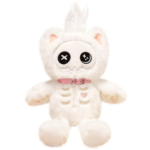 Peluche chat squelette personnalisée de haute qualité, chaton gothique blanc, animaux en peluche effrayants, poupée chat squelette pour cadeaux d'enfants - Product Image 1