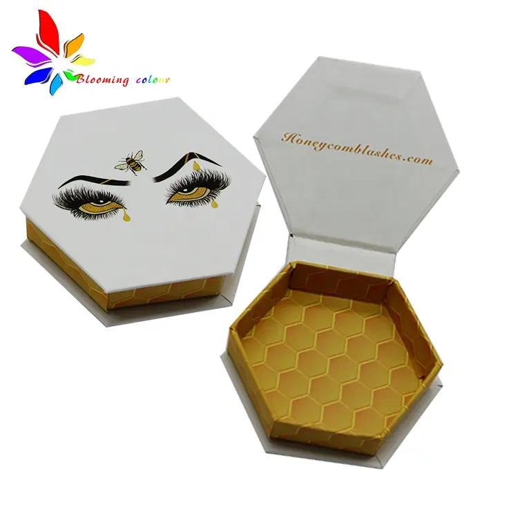 Caixa de embalagem caixa de cílios personalizada hexagonal, design vazio