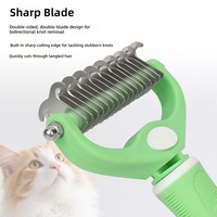Brosse démêlante double face pour toilettage chien et chat avec système autonettoyant à bouton-poussoir et râteau à sous-koirage en ABS
