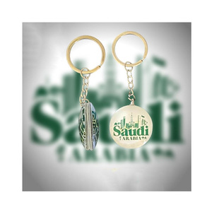 Double Sided Glass Keychain Pendant Durable Metal Keychain With Hotel Travel Souvenir Unique Car Keychain