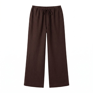 Pantaloni Larghi in Lino da Donna Anjie con Logo Personalizzato OEM ODM, Elastico in Vita con Coulisse, Etichetta Privata, Pantaloni Casual da Spiaggia all'Ingrosso - Product Image 1