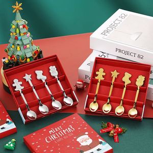 Ensemble de couverts métalliques de Noël, comprenant des cuillères et des fourchettes pour le café, le thé, les desserts, accessoires de fête dans un coffret cadeau élégant - Product Image 5
