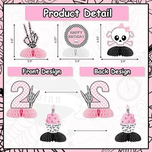 Décorations de fête <span class=keywords><strong>Bad</strong></span> 2 the Bone pour filles, 8 pièces, thème rock, centres de table en nid d'abeille, décoration de table pour fête d'anniversaire sur le thème de la musique rock pour filles - Product Image 3