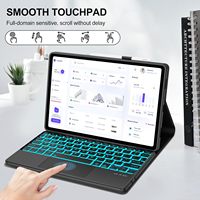 Xiaomi Redmi Pad 2 4G 2025 11 İnç için Kitap Tarzı Çıkarılabilir PU Deri Trackpad'li Arkadan Aydınlatmalı Klavyeli Tablet Kılıfı