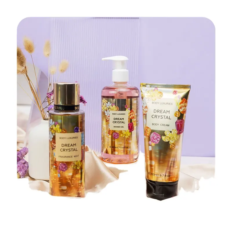 Private label body splash con set regalo di profumo donna personalizzato spray per il corpo all'ingrosso per donna con materiale organico