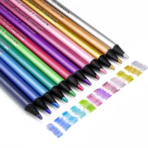 12 रंग धातुई पेंसिल जुआ खेलने के लिए पेंसिल सेट चित्रकारी ड्राइंग रंग का स्कूल छात्र कला की आपूर्ति