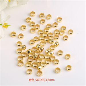 Gold Color Plated Copper Spacer Beads 5X3X3.8mm Round Loose Beads For DIY <b>Bracelet</b> Necklace Jewelry Making Findings - Product Image 2