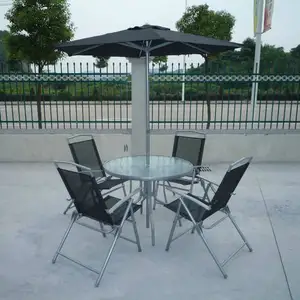 Uplion Set Furnitur Taman, Set Kursi dan Meja Selempang Luar Ruangan dengan Payung, 6 Buah