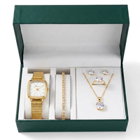 Ensemble de bijoux de luxe pour femmes, montre, bracelet, collier, boucles d'oreilles, bague, coffret cadeau élégant, cadeau d'anniversaire et de célébration pour femmes