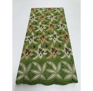 Nouvelle dentelle de marque <span class=keywords><strong>haut</strong></span> de gamme en voile de coton, tissu de dentelle africaine brodé de strass, écologique, de haute qualité, pour robes de mariée pour femmes - Product Image 1