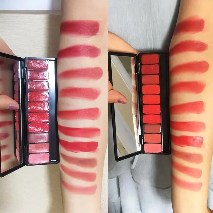 Moist matte Private Label Cosmetics muestra gratis paleta de pintalabios de color rojo nude de alta calidad