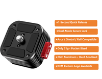 Kit de plaque QR en alliage d'aluminium, déclenchement en 1 seconde, double mode, compatible Arca, léger 51g, filetages 1/4 "-20 et 3/8 "-16, OEM Laser