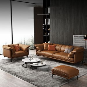 इतालवी वास्तविक चमड़े का फ्यूचरिस्टिक फर्नीचर सोफे लिविंग रूम सेशनल सोफा - Product Image 3