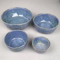Service de vaisselle en porcelaine bleue Stone-Lain Grès Mini assiettes à soupe et à salade Bols en céramique-Collection de vaisselle élégante
