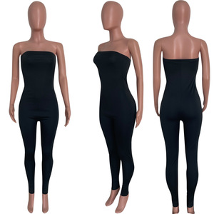 <span class=keywords><strong>Tuta</strong></span> Estiva da Donna Personalizzata con Fascia in Vita, Senza Spalline, con Spacco, Senza Maniche, Scollata sulla <span class=keywords><strong>Schiena</strong></span>, Aderente, Monospalla - Product Image 4